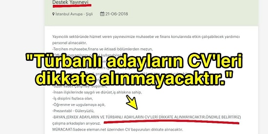 Muhasebe Personeli İlanına Türbanlı Adayların Başvurmamasını Belirten Destek Yayınevi'ne Tepkiler Çığ Gibi Büyüyor!