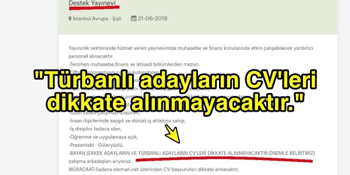 Muhasebe Personeli İlanına Türbanlı Adayların Başvurmamasını Belirten Destek Yayınevi'ne Tepkiler Çığ Gibi Büyüyor!