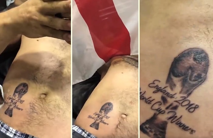 İngiltere'nin Dünya Kupasını Kazanacağından Oldukça Emin Olan Adam Kupanın Dövmesini Yaptırdı