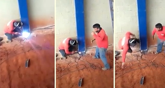 Kaynak Yapan Arkadaşına Eşek Şakası Yaparak Ölümüne Korkutan Adam
