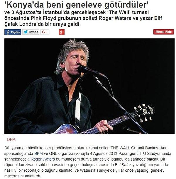 2. Efsane Pink Floyd'un solisti ve bas gitaristi Roger Waters'ın Konya'da geneleve götürülmesi.