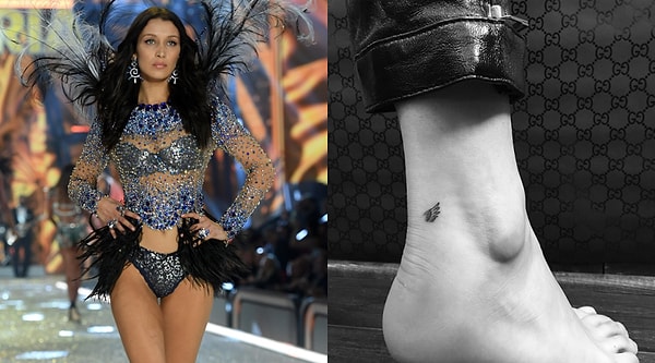 7. Белла Хадид набила ангельские крылья на щиколотках. Но поклонники до сих пор гадают о смысле, которое несет тату.