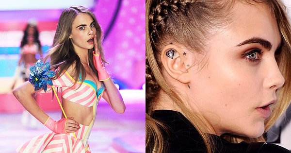 14. Ан нет! Мы забыли про Кару Делевинь. В последний раз мы насчитали у модели 19 татуировок! Но это не точно...