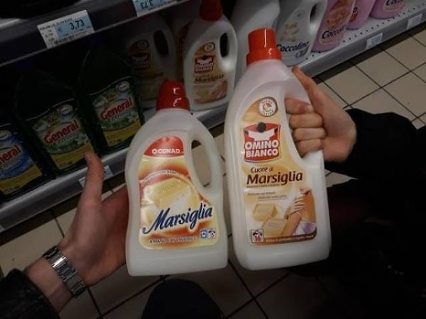 15. В этих бутылках одинаковое количество мыла. Всегда смотрите на этикетку!