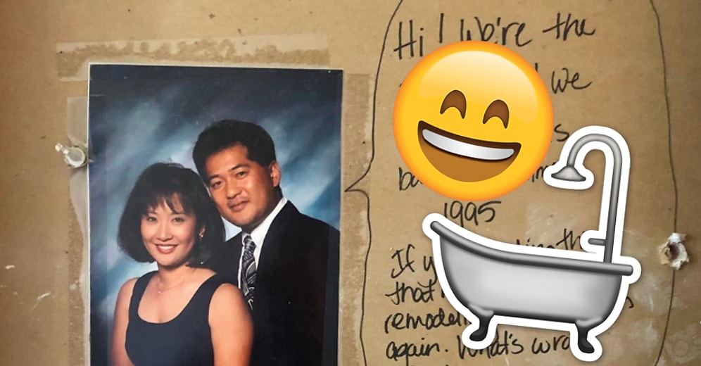 Они начали ремонт в ванной и нашли забавное послание от предыдущих хозяев