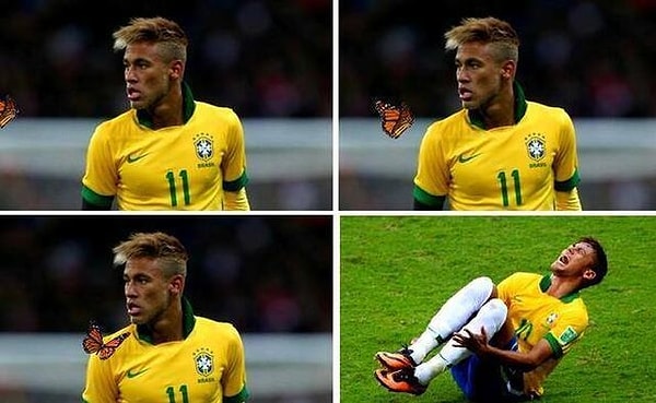 2. Стоит кому-нибудь лишь слегка дотронуться до нападающего бразильской сборной, как он падает на землю словно мешок с картошкой.