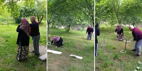 Çocuklarının Bahçeye Kurdukları Survivor Parkurunda Yarışan 72 Yaşındaki Dede ile Eşi