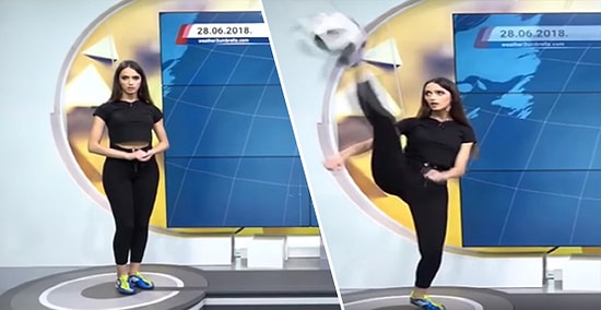 Canlı Yayında Havalanan Topu Müthiş Bir Refleksle Geri Çeviren Sunucu