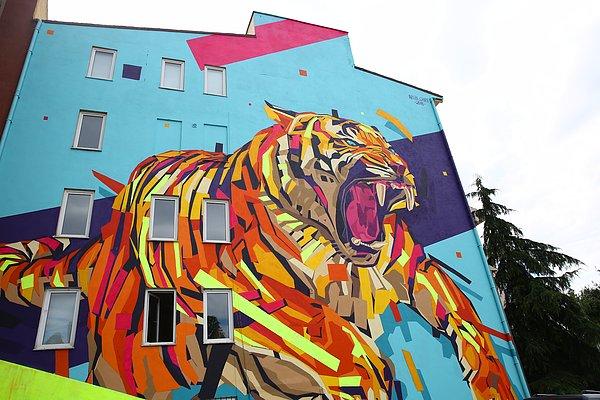 Mahalle aralarındaki bina duvarlarının tuvale dönüştüğü festivale bu sene Brezilya, Sırbistan, Hırvatistan ve Türkiye'den mural sanatçıları katıldı.