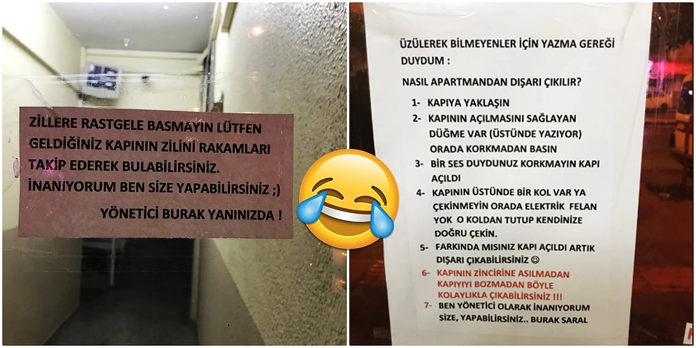 Sabrı Taşınca Apartman Girişine Yazdığı Manidar Yazılarla Herkesi Güldürmeyi Başarmış Yönetici Amcamız