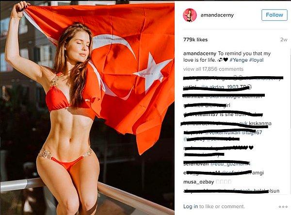 11. Türk bayrağı ve Amanda Cerny.