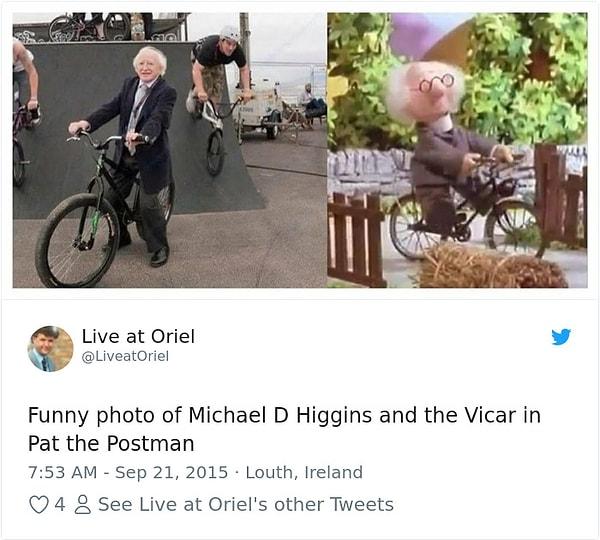 20. "Michael D. Higgins ve Postacı Vicar'ın komik bir fotoğrafı."