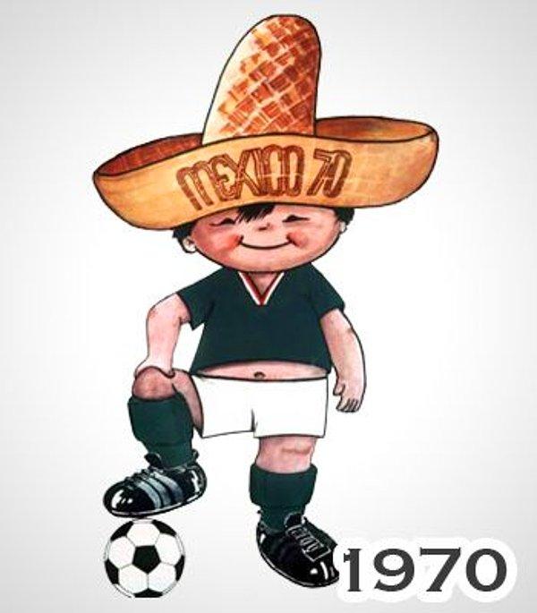 Meksika 1970'de kafasında Meksika şapkasıyla Juanito adlı bir çocuk, Dünya Kupası'nda kullanılan diğer maskotlardan oldu.