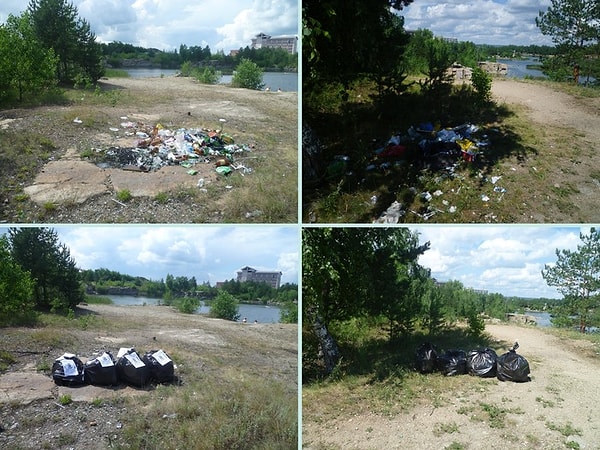 2. Он убрал 900 л мусора и разгреб две свалки.