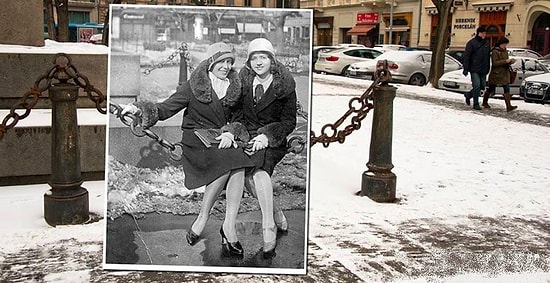 Соединяя фото 20-го века с современными достопримечательностями, фотограф будто создал машину времени