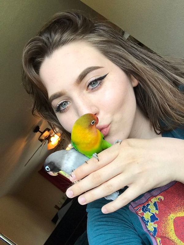 1. Это и есть та самая девушка, которая поведала миру историю любви своих попугаев!