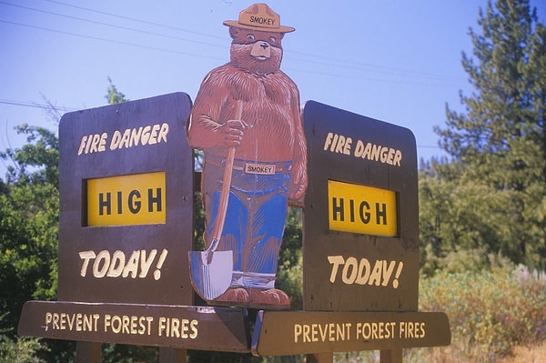 13. Уличный знак 1983 года, который говорит о повышенном уровне пожарной опасности.