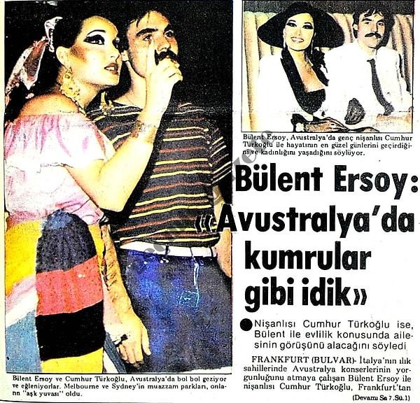 1983 (Bulvar): Bülent Ersoy'un, nişanlısı Cumhur Bey ile turnede dolu dizgin aşk yaşaması