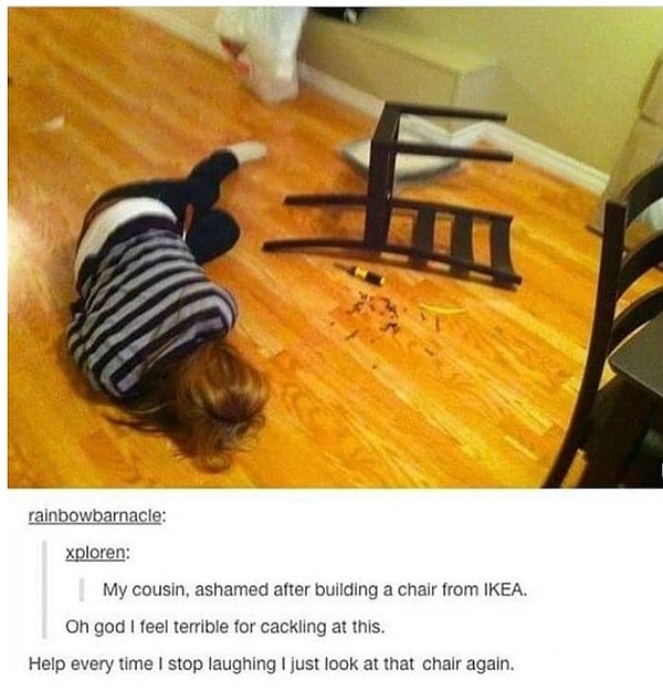 5. Что случилось? Вы пытались собрать стул с закрытыми глазами?