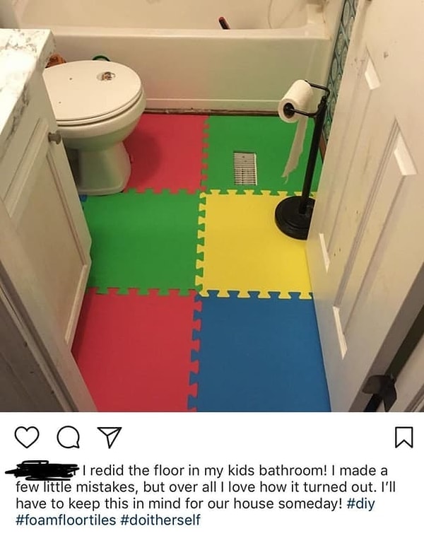 9. Страшно представить, что будет, если под такой пол попадет вода. "Запах лаванды" обеспечен!😷