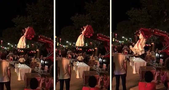 Başka Ülkede Yaşayamam: Düğüne Kepçeyle Gelen Çift, Kepçeden Düştü!