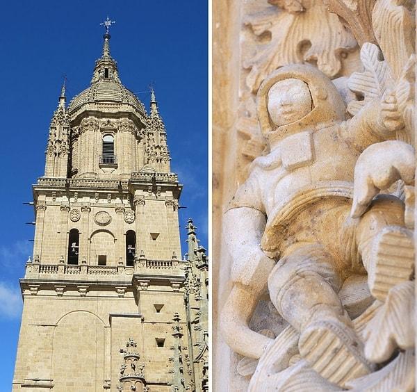 6. Salamanca Katedrali'ndeki efsanevi astronot kabartması.