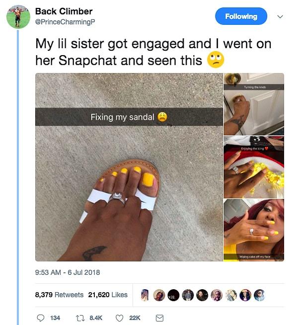Shanelle'nin 29 yaşındaki abisi, Snapchat'te paylaştığı fotoğrafları görünce, onları Twitter hesabında paylaşmaya karar vermiş.