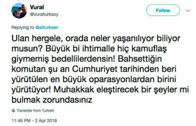 Mesela eski SAT timi komutanına "kamuflaş giymemiş bedelli" diyen Vural.