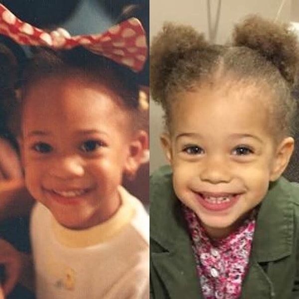 9. "Я слева, а моя дочь Астрид справа. Обеим по 3 годика"