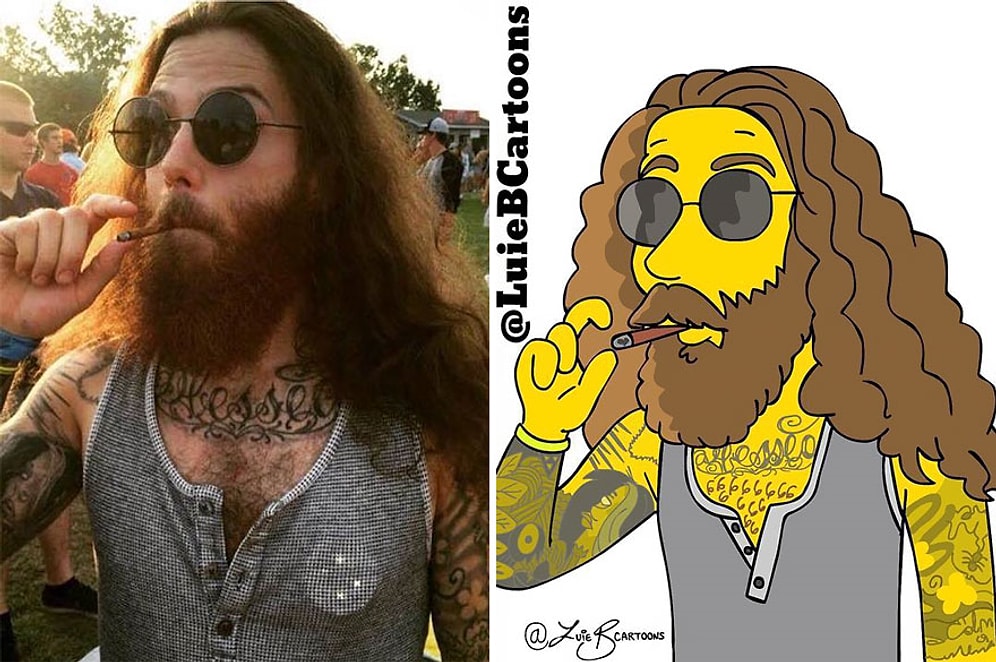 The Simpsons Çizerlerini Bile Şaşırtacak Seviyede İnsanları Simpson Dünyası'na Taşıyan İllüstrasyonlar