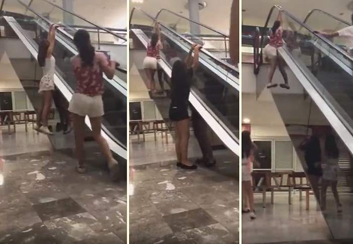 Yürüyen Merdivene Tırmanıp Oyun Oynamak İsterken Ayağını Kıran Genç