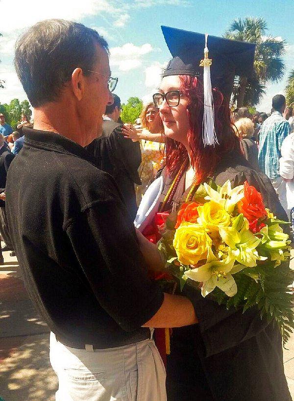 18. Birçok problemle mücadele ettikten sonra (alkol bağımlılığı gibi) üniversiteden mezun olan genç kız ve onunla gurur duyan babası.