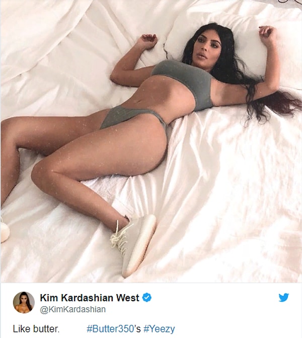 1. Ким поступила так же, как и любая хорошая жена: запостила фото в кроссовках из новой линии Канье: