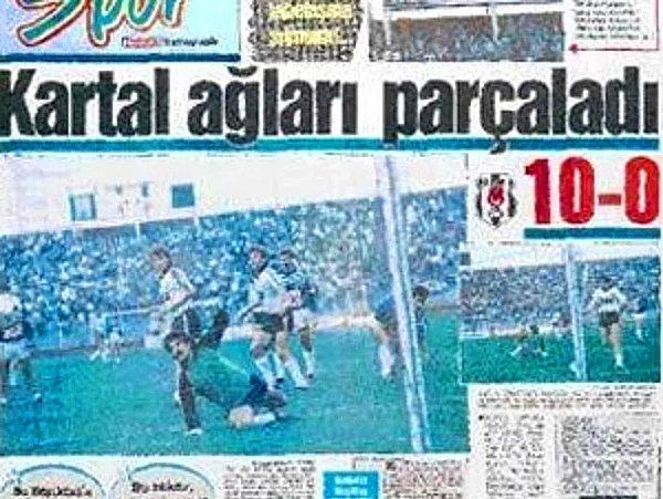 En farklı Süper Lig maçı: 15 Ekim 1989'da oynanan maçta Beşiktaş, Adana Demirspor'u 10-0 yendi.