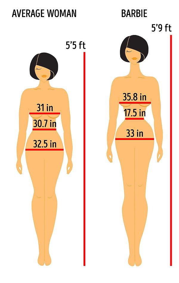 17. Barbie gerçek bir insan boyutunda olsaydı, vücut ölçüleri 90-45-84 olurdu.
