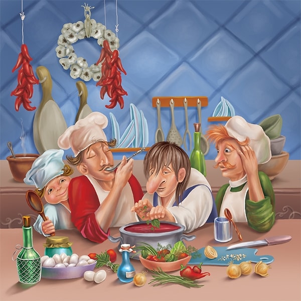 4. "— Ты прекрасно готовишь, — сказал князь карлику, — и понимаешь, что значит хорошо есть. За все время, пока я здесь, ты ни одного кушанья не подал на стол два раза, и все было очень вкусно. Но скажи мне, почему ты до сих пор не угостил нас пирогом королевы?"