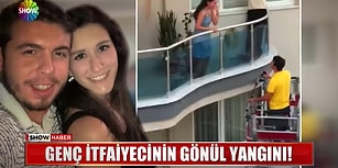 İtfaiye Aracını Alıp Sevdiği Kızın Evine Giden İtfaiyeciden Merdivende Evlilik Teklifi