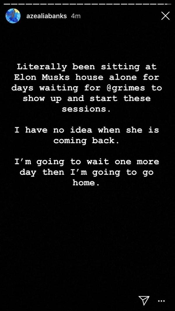 "Resmen Elon Musk'ın evinde oturuyorum ve Grimes'ın gelip çalışmaya başlamasını bekliyorum..."