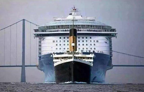 12. Günümüzde ortalama bir cruise gemisinin büyüklüğüne karşılık meşhur Titanik: