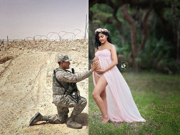 6. Муж и отец, который, находясь в тысячах миль от дома, не смог присутствовать на фотосессии беременной жены и при рождении ребенка