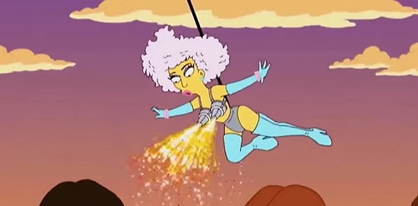 6. В "Симпсонах" частенько можно встретить актеров, певцов или спортсменов в забавной роли. В одной серии Леди Гага летала, подвешенная к куполу.