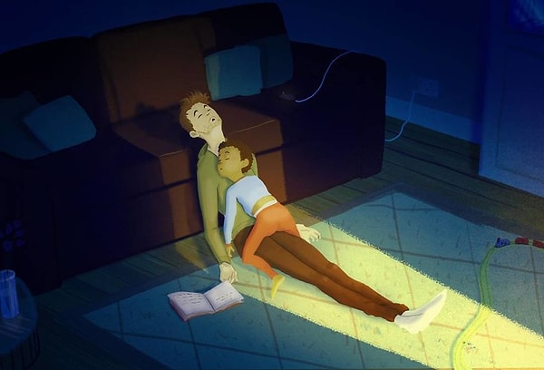 3. Уснуть, читая книгу с папой.