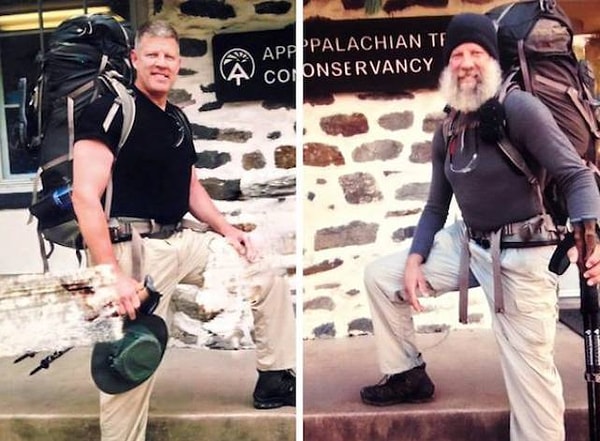 1. «Мой дядя ходил в поход по Аппалачской тропе. Фото «до и после». Первое сделано 1 мая, второе – 16 декабря»