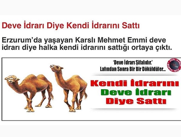 8. Demek deve sidiği...