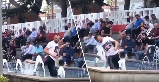 Sıcaktan Bunalınca Soluğu Süs Havuzunda Alan Trabzonludan Bir Adanalıyı Aratmayan Hareketler