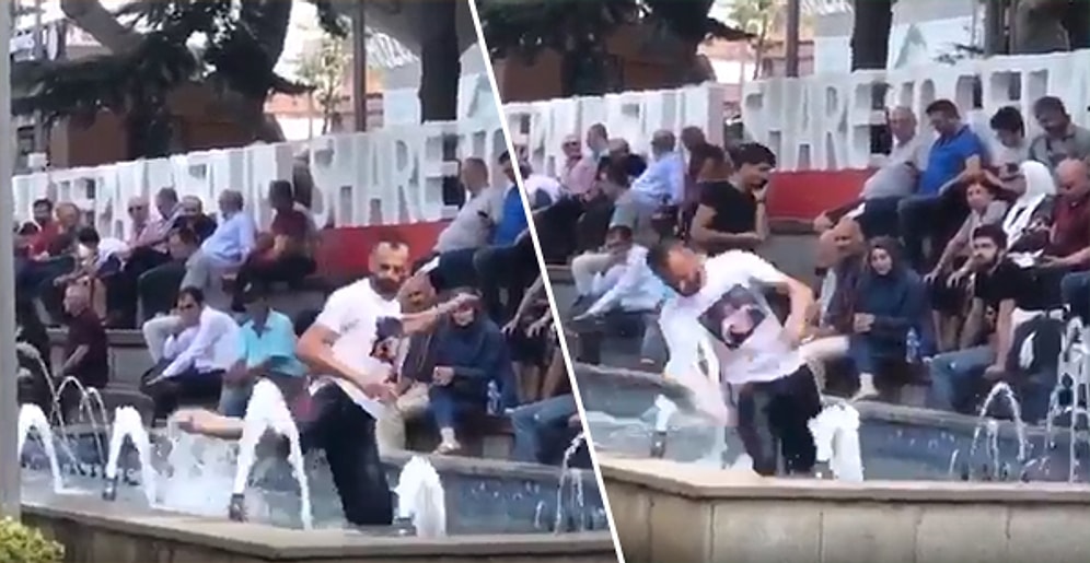 Sıcaktan Bunalınca Soluğu Süs Havuzunda Alan Trabzonludan Bir Adanalıyı Aratmayan Hareketler