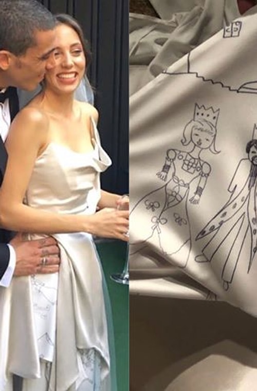 Bu hâliyle ikinci gelinlik Angelina Jolie ve Öykü Karayel'in giydiği gelinliklere benzemiyor mu?