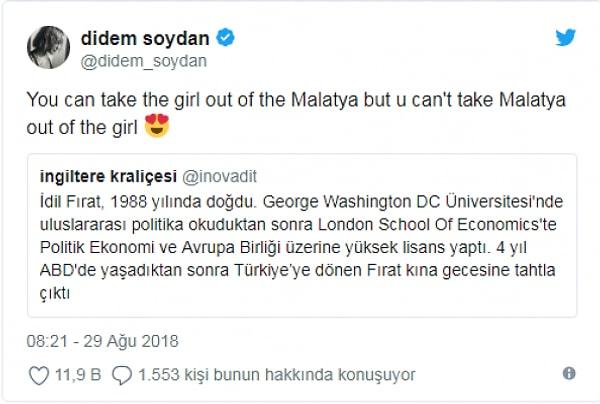 3. Didem Soydan'ın tahtlı kına gecesi için attığı tweet olay oldu: "Kızı Malatya'dan çıkartabilirsin ama Malatya'yı kızdan çıkartamazsın"
