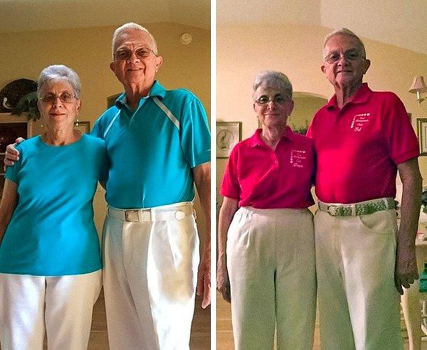 22. 52 yıldır evliler ve hala birbirleriyle uyumlu kıyafetler giyiyorlar.