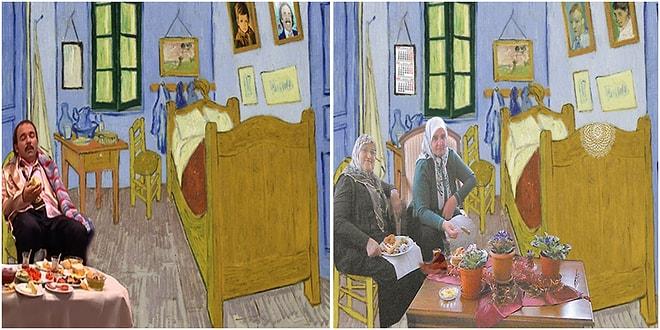Van Gogh'un 'Yatak Odası' Çizimine Yapılmış Montelerle Sürrealistliğin Sınırlarını Zorlamış 15 Görsel